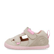 Biomecanics 262191-F884 SANDALIA LONA BASICA BEIGE Y ROSA (PIQUE)