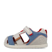 Biomecanics 262199-B827 SANDALIA LONA URBAN BEIGE Y AZUL MARINO (PIQUE)