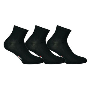 FILA F1609-200 BLACK "FILA" QUARTER SOCKS MERCERIZED COTTON SOCKS 3-PACK