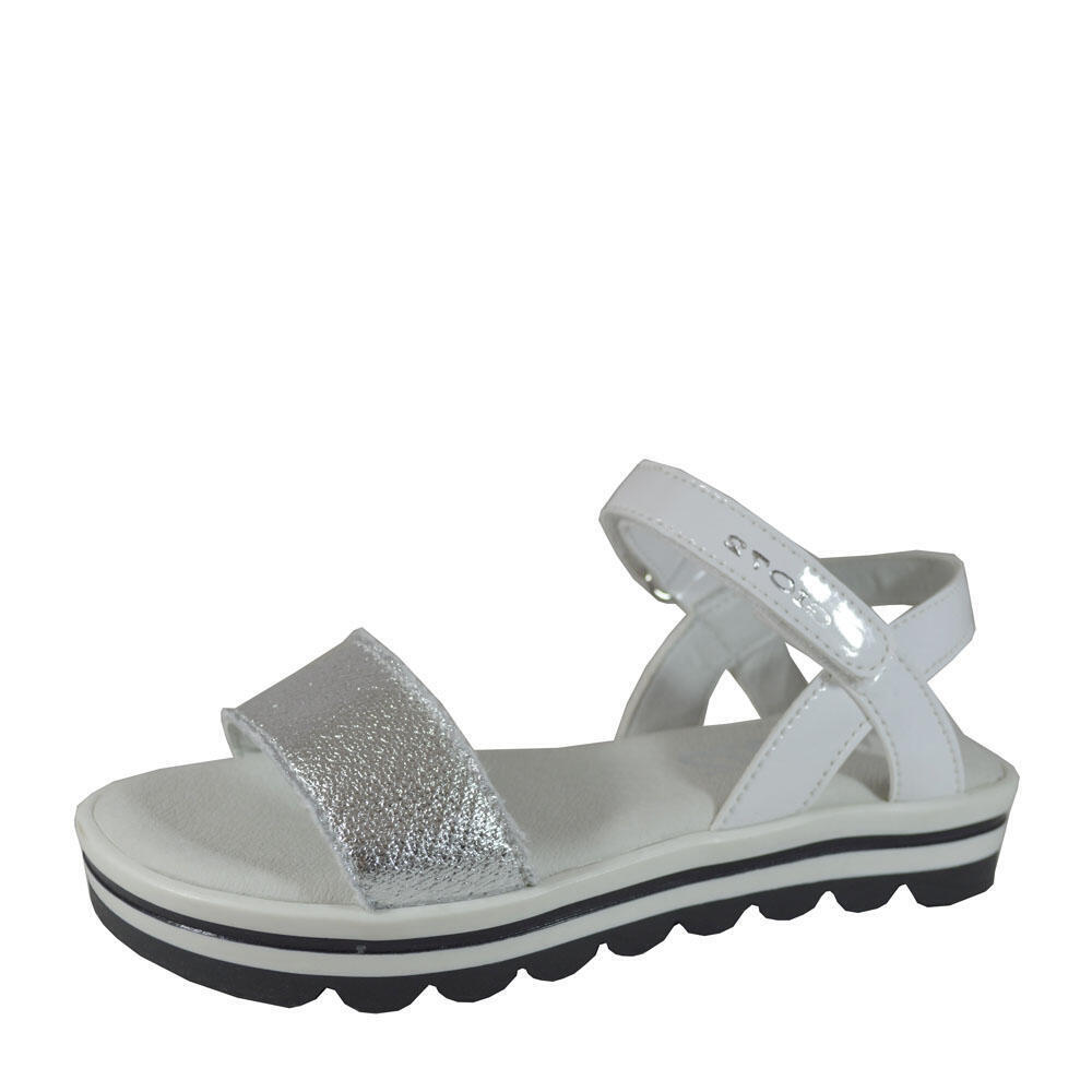 GIO72 GG6006F8E.E SANDALO VELCRO FEMMINA ARGENTO/BIAN