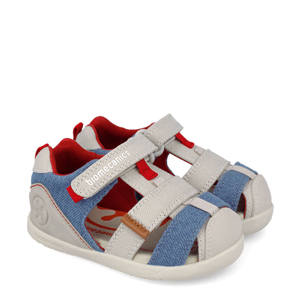 Biomecanics 262199-B827 SANDALIA LONA URBAN BEIGE Y AZUL MARINO (PIQUE)