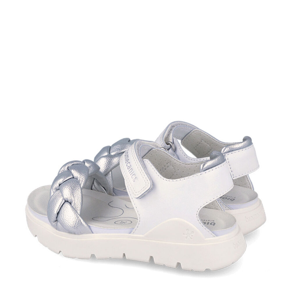 Biomecanics 262220-B313 SANDALIA PALA TRENZA BLANCO Y PLATA (NAPA)