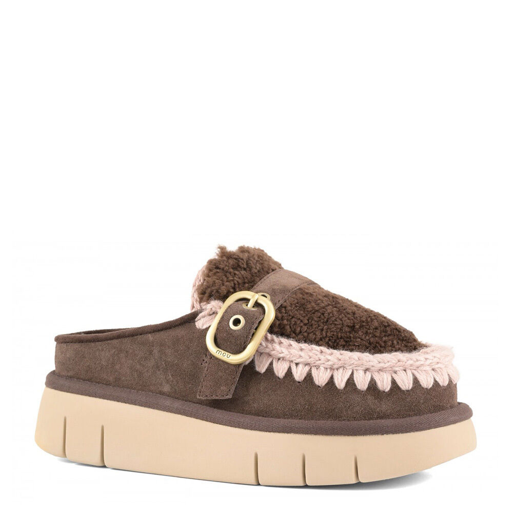 MOU MU.FW531028A/MOCHA Bounce clog suede&curly sheeps